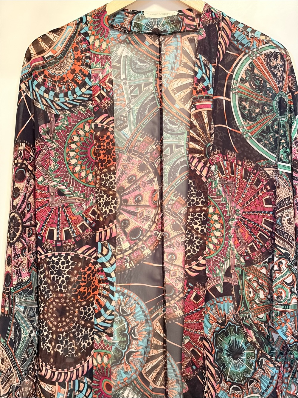 Women's Multicolor Patterned Kimono Jacket - Picture 5 of 12